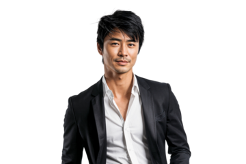 Portrait of a handsome Asian businessman in suit, isolated on white background