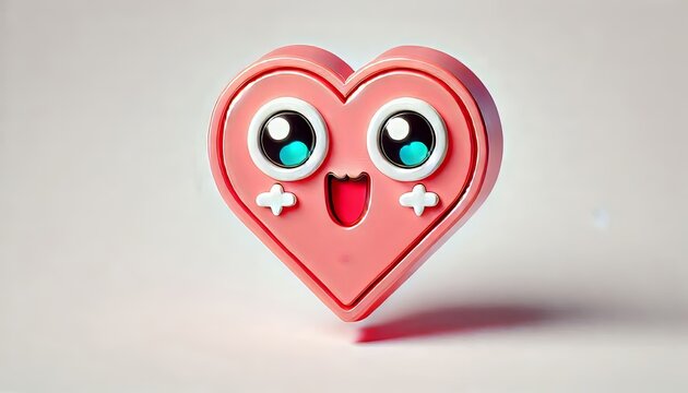 smooth d icon render with rounded edges raytracing of kawaii anime heart shaped welcome sign,