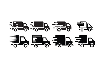Set of Fast Delivery Truck Icons