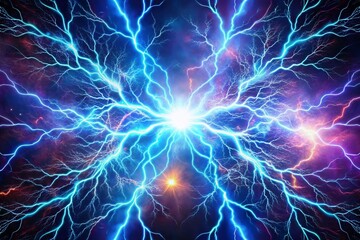 Abstract Lightning Bolt Double Exposure Energy Background - Powerful Storm Texture