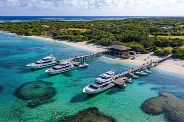 Obraz premium The drone provides a breathtaking aerial perspective of Stocking Island, located in Great Exema, Bahamas