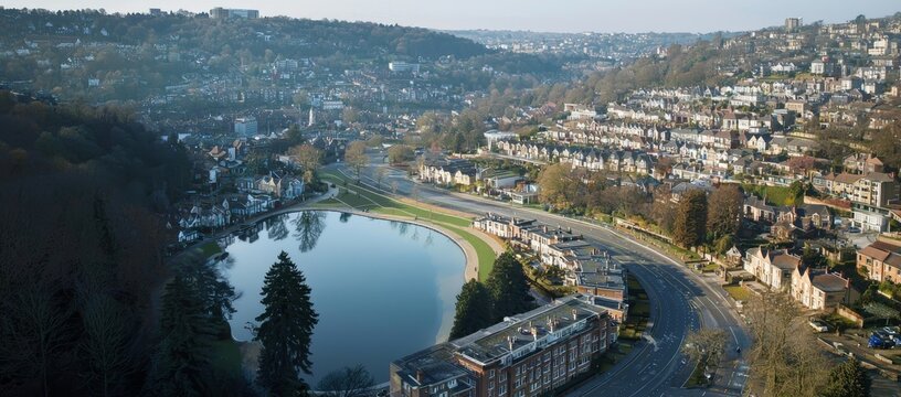 A drone's perspective of Wardown Park in Luton