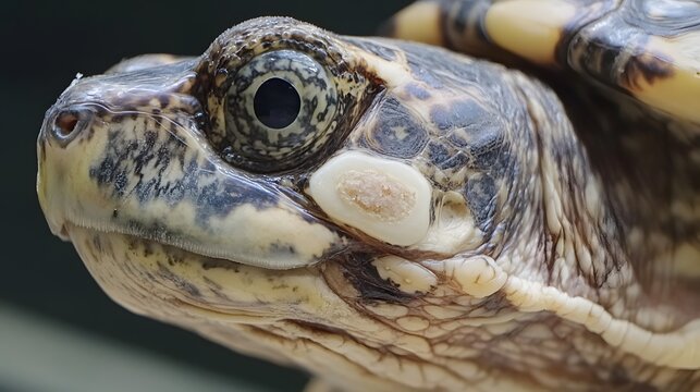 Close-up Portrait of a Turtle's Head: A Detailed Look at its Unique Texture and Features