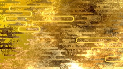 金色の和柄模様・背景