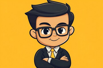 Friendly Business Character Avatar with Glasses