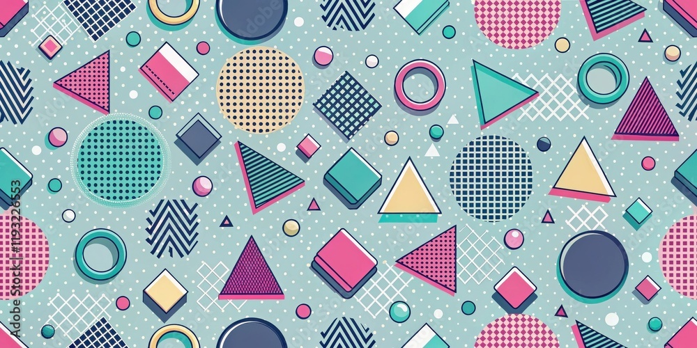 Aufkleber abstract geometric pattern with pastel colors and retro shapes
