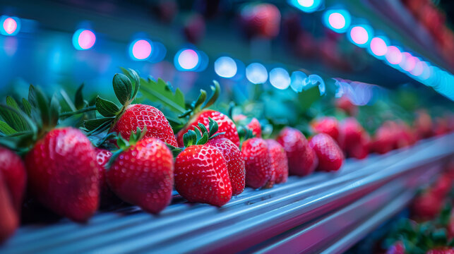 LED Grown Strawberries with Vibrant Colors
