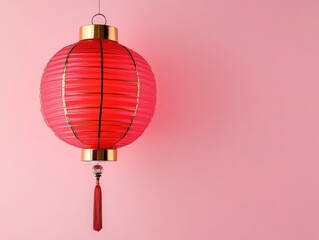 Obraz premium Red Chinese Lantern Festive Asian Decor Hanging Lamp Holiday Celebration