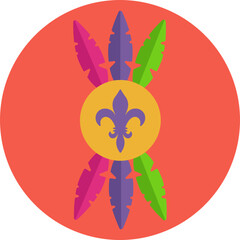 The Fleur De Lis is a classic symbol often associated with French heritage, representing royalty and elegance, making it a fitting icon for the Mardi Gras celebration.