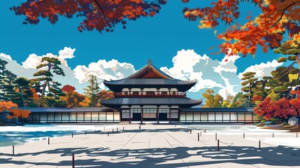 Fototapeta premium Tourist Visiting Nijo Castle in Kyoto, Japan - Cultural Heritage and Travel Destination Image