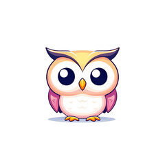 Fototapeta premium Cute cartoon owl character digital art whimsical design colorful environment front view fun imagination