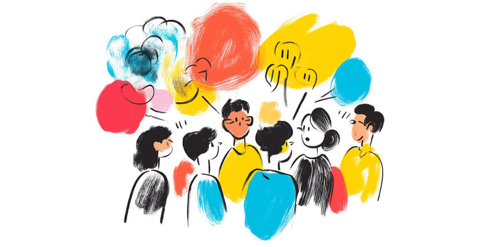 People Discussing Ideas in a Whimsical Setting