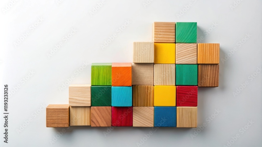 Aufkleber colorful wooden blocks arranged in an ascending pattern