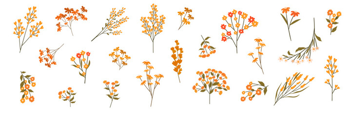 hand drawn yellow flowers icon set romantic beautiful spring flower backgrounds for wedding card invitation or decoration in vector 