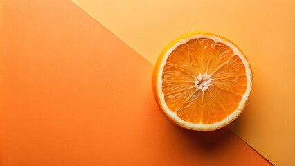Vibrant Orange Slice on a Two-Tone Background, a Perfect Image for Freshness and Health