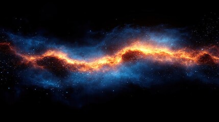 Fototapeta premium Fiery Nebula in Deep Space: Cosmic Clouds of Orange and Blue