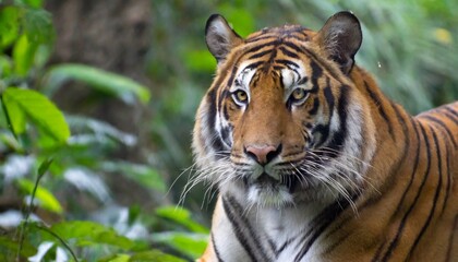 Fototapeta premium Close-up Portrait of a Cool Fierce Tiger in the Jungle