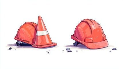 Innovative construction graphics helmet and cone elements