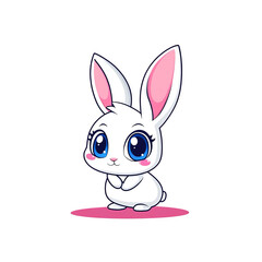 Obraz premium Playful white bunny illustration cute animal drawing digital art whimsical style fun concept