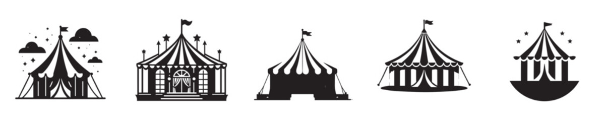 vector set of circus tent silhouettes