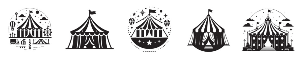 vector set of circus tent silhouettes