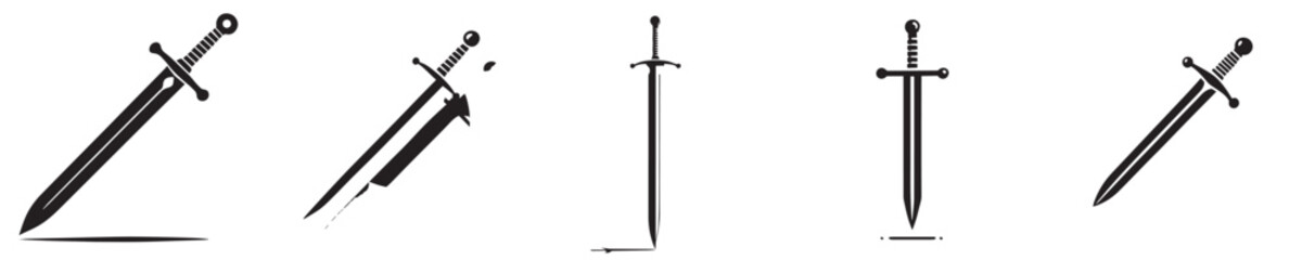 vector set of sword silhouettes