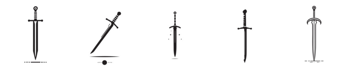 vector set of sword silhouettes