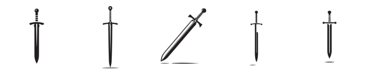 vector set of sword silhouettes