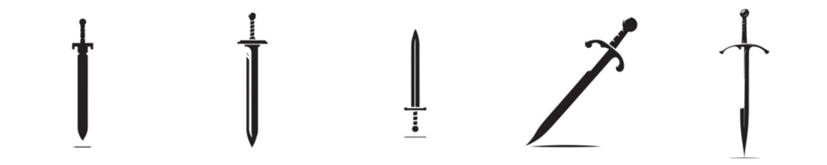 vector set of sword silhouettes