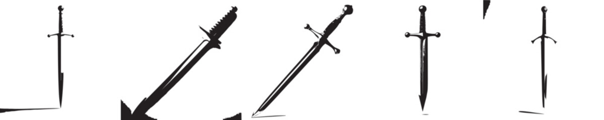 Naklejka premium vector set of sword silhouettes