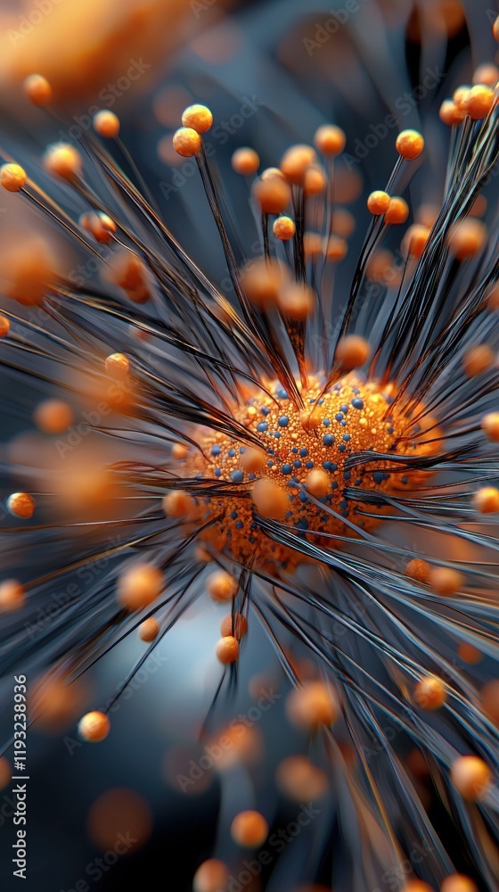 Poster dynamic explosion of glowing particles in abstract art science visualization high-tech environment c