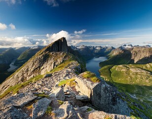 Obraz premium Generated image Rampestreken lookout point on the trail to Nesakla summit in Norway