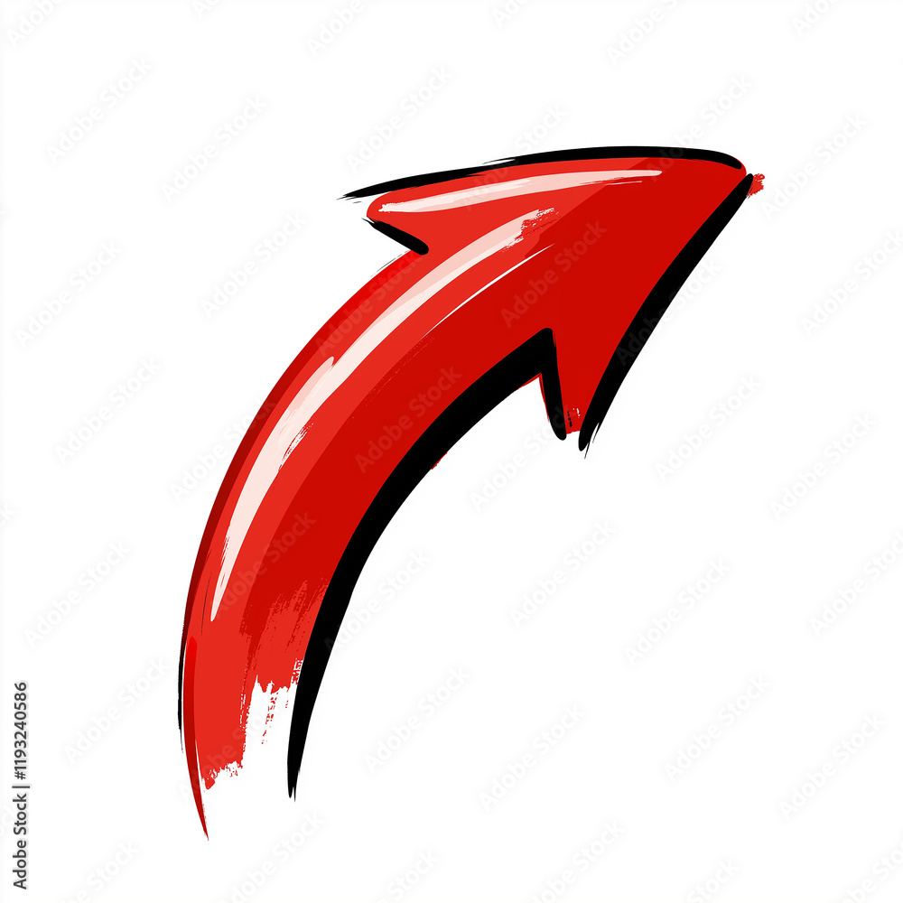 Poster red painted arrow pointing up and right symbolizing growth