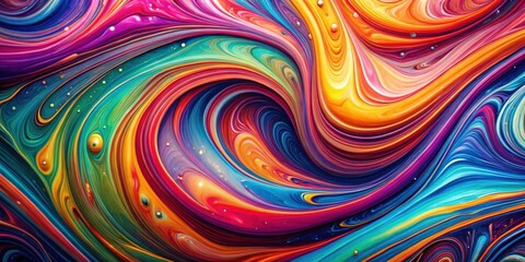 Abstract Swirling Vibrant Hues of Rainbow Colors in a Fluid Dynamic Composition