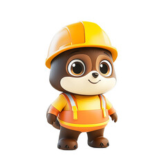Construction-themed cartoon character worksite illustration creative setting playful perspective