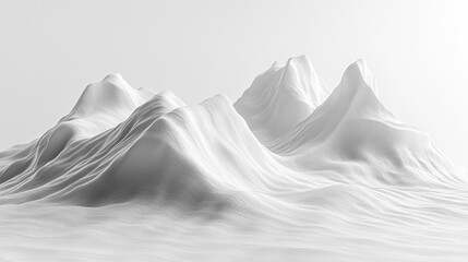 Abstract White Mountain Landscape with Smooth Flowing Surfaces