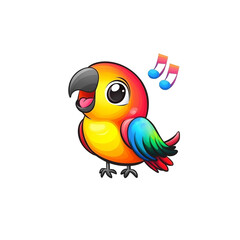 Obraz premium Colorful parrot singing cheerfully tropical jungle cartoon illustration bright environment playful viewpoint nature concept