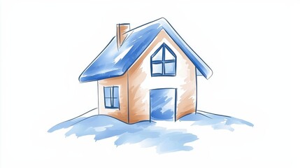 Fototapeta premium Modern abstract house logo digital art and creative space