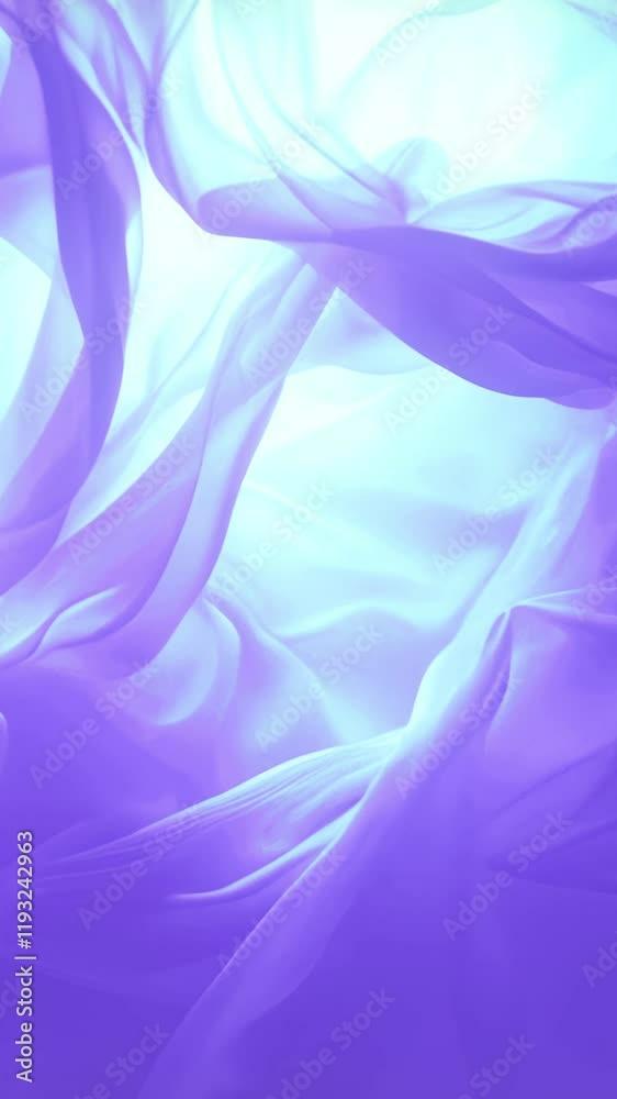 Fototapete Light movements of blue-violet translucent fabric in animation. Smooth waves and light shimmers create a sense of dynamism, volume and airiness