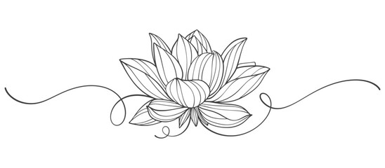 Lotus flower line art style vector illustration, vesak day vector