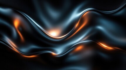 Obraz premium Smooth Black and Orange Waves Textile Surface with Glossy Finish