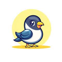 Obraz premium Playful cartoon bird whimsical art digital illustration bright background front view fun concept