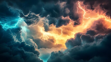 Dramatic Lightning Strikes Within Dark Storm Clouds