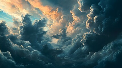 Naklejka premium Dramatic Cloudscape Sunset Hues And Shadows