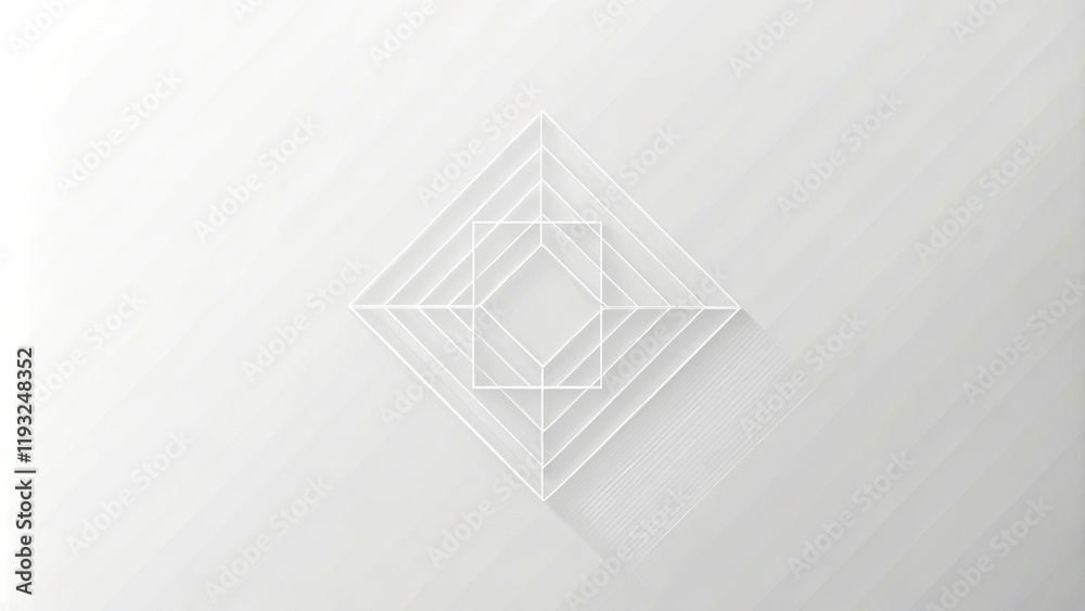 Poster abstract white geometric pattern with subtle shadow and lines