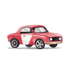 Obraz premium Red Classic Car Watercolor Illustration