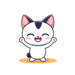 Fototapeta premium Happy cartoon cat cute animation cheerful environment playful concept whimsical viewpoint