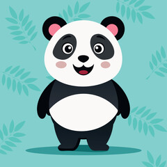 Cute and funny Panda. Baby Panda standing. Vector illustration panda mammal character design with flat color. Panda can be used for design of t-shirts, posters and Baby Shower party and characters.
