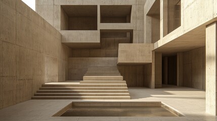 Modern Architectural Space with Minimalist Design and Concrete Finish