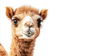 Fototapeta premium Adorable Young Camel Portrait with Soft Fur and Cute Expression